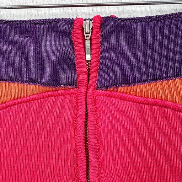 PAOLA BERNARDI Renata Mini Skirt Womens Pink Purple Colorblock Stretch Knit NEW - Picture 16 of 16